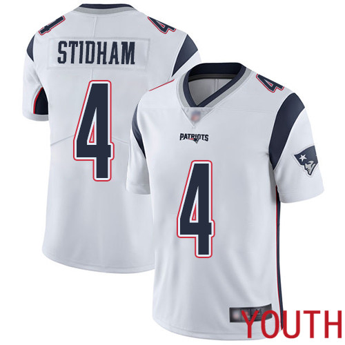 New England Patriots Limited White Youth 4 Jarrett Stidham Road NFL Jersey Vapor Untouchable
